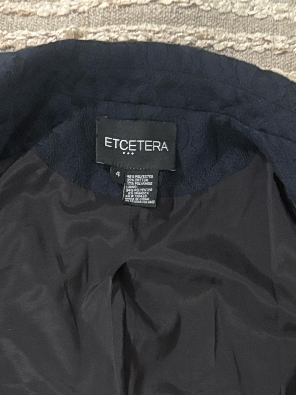 Etcetera Navy Lace Textured Double -Breasted Formal Women's Blazer Size 4 - Picture 10 of 12